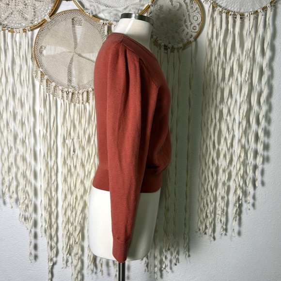 Aritzia | Wilfred Rust Merino Wool Crewneck Puff Sleeve Sweater Size Small - Picture 4 of 10